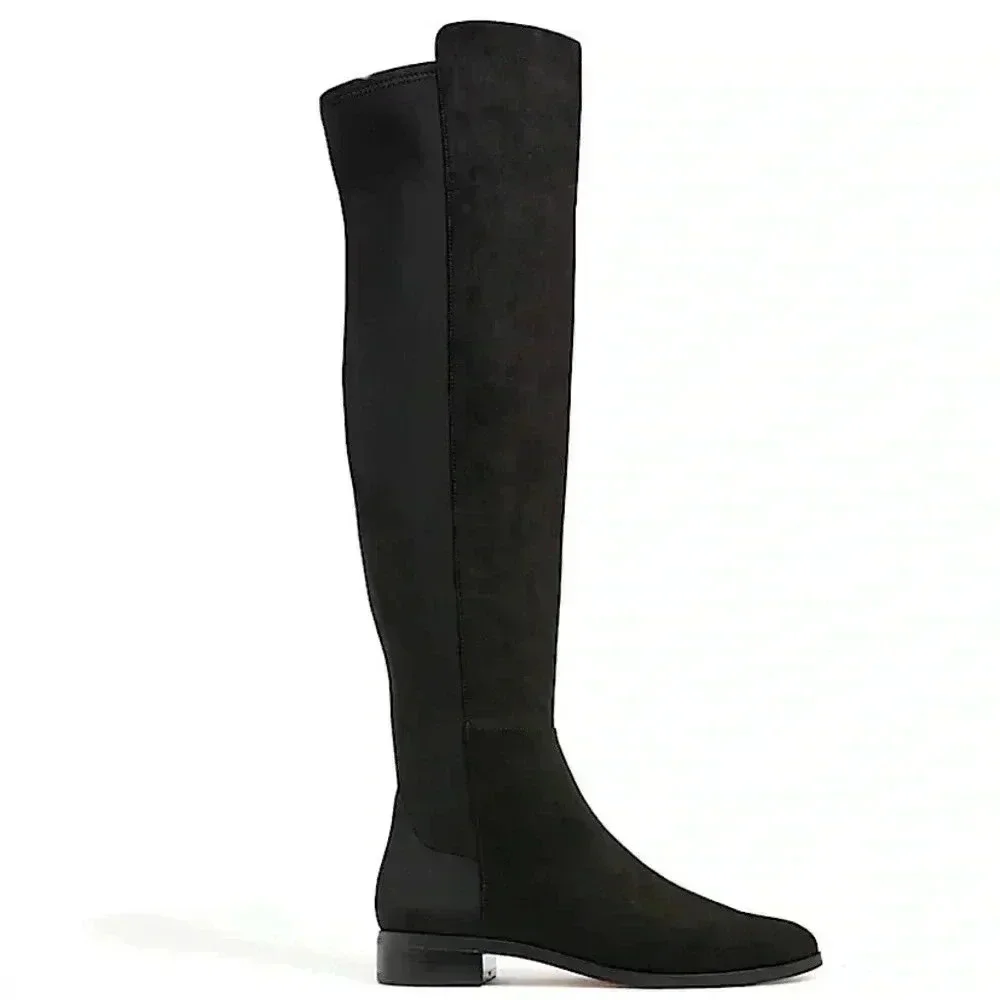 New J. Crew Over the Knee Boots Black Suede Size 9.5